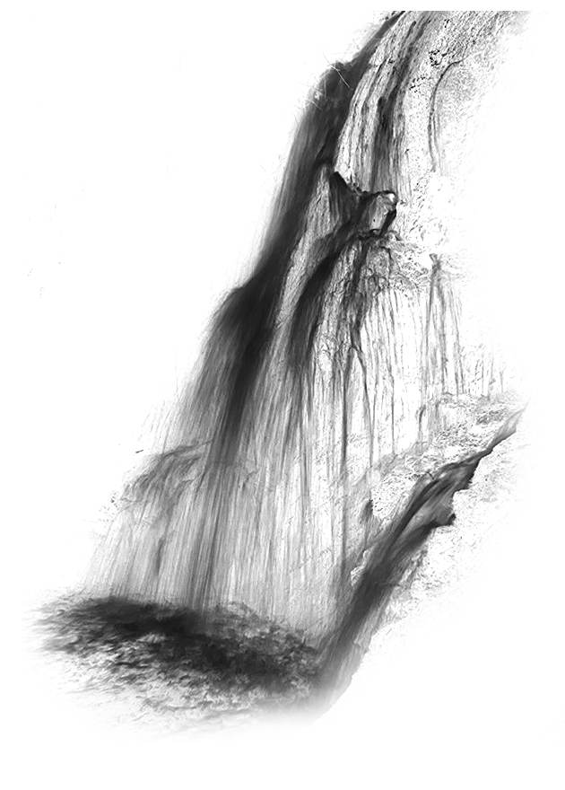 Simple ink painting of a mountain or quiet landscape